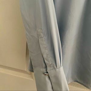 Calvin Klein light blue blouse top long sleeves V neck